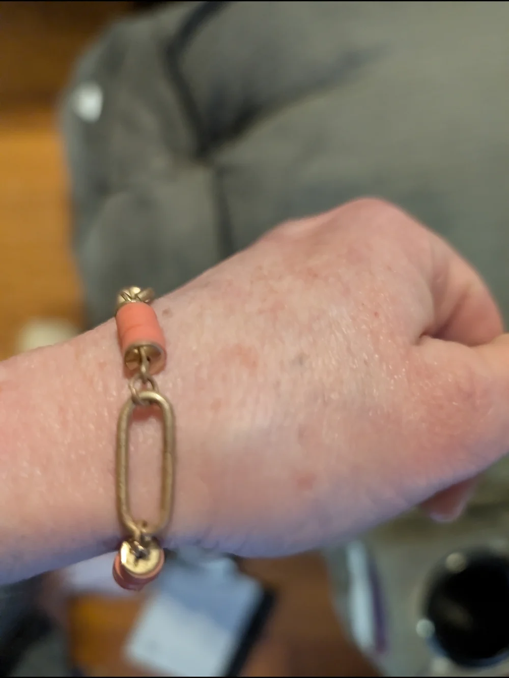Plunder Gold-Tone Chain Bracelet with Coral Orange Discs - Picture 9 of 11